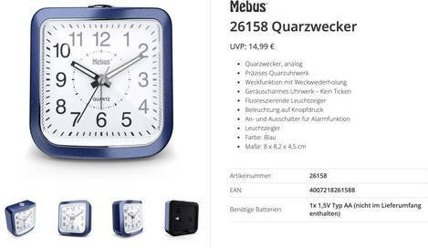Mebus Wecker, Blau, Quarz - Bild 1