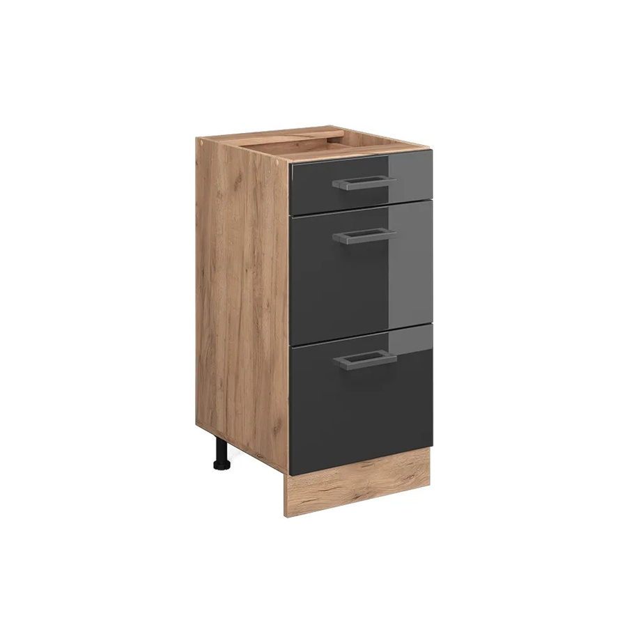 Vicco Küchenunterschrank R-Line Anthrazit Hochglanz und Eiche mit Goldakzenten, Breite: 40 cm - Bild 2