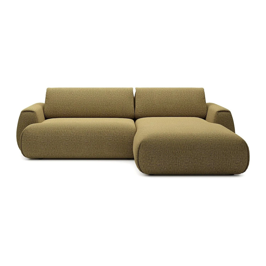 Vente-unique Schlafsofa Monelia in Grün mit L-Form und Chenille-Stoff, Breite: 270 cm - Bild 2