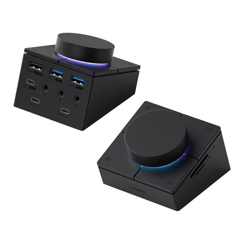 Hagibis USB-C-Hub mit Tastenkombinationen und Lautstärkeregelung, Desktop-Controller mit 2,5 G Ethernet RJ45 und Typ-C-Dockingstation für MacBook, Schwarz - Bild 3
