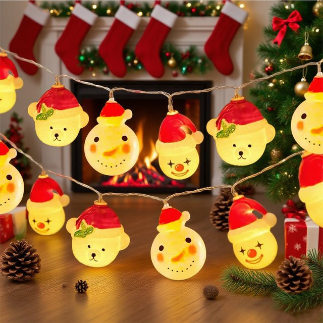 Peach Forest LED Lichterkette mit Schneemann, Joker und Bär für Weihnachtsbaum und Party, batteriebetrieben, mehrfarbig - Bild 1