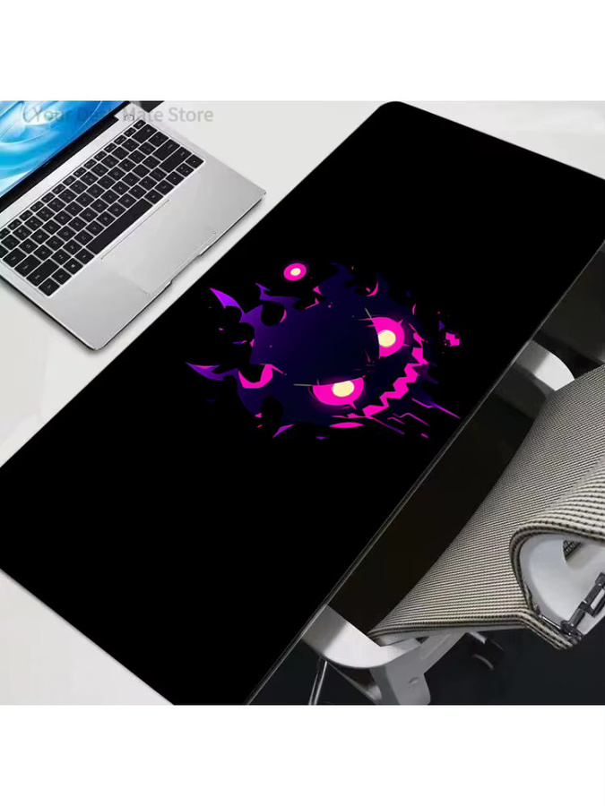 Potdemiel Pokemon Pikachu Gengar Mauspad als große Schreibtischunterlage aus Gummi für PC und Gaming mit verstärkter Kante - Bild 2