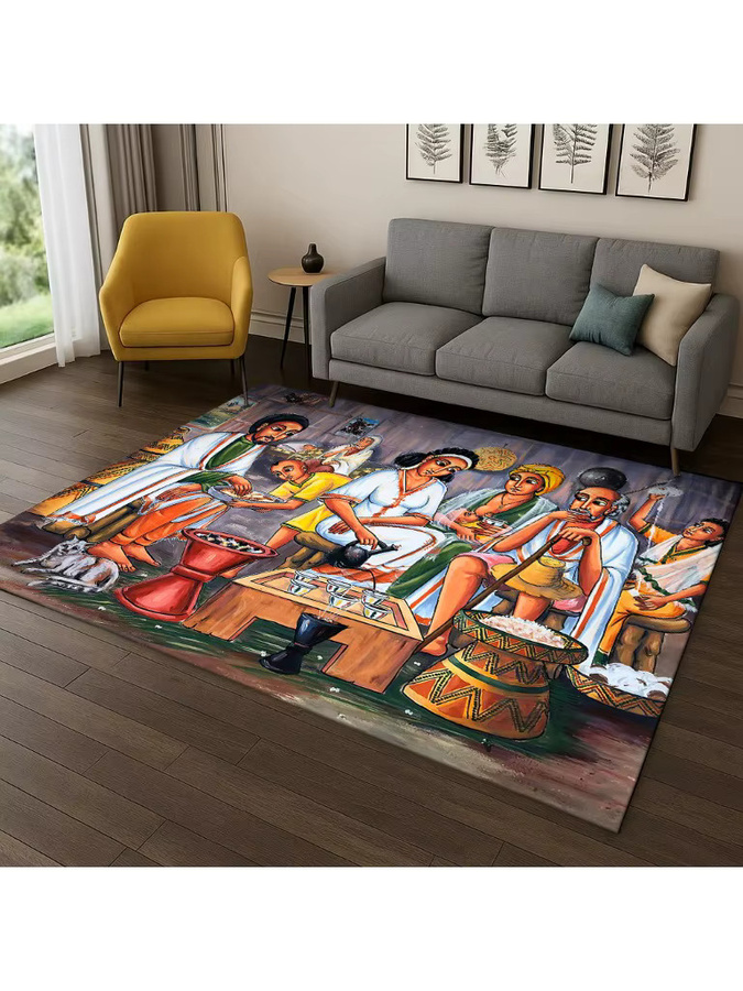 Faviora Teppich im äthiopischen Ethno-Stil, rutschfest, Mehrfarbig, B/T: 60 x 40 cm - Bild 2