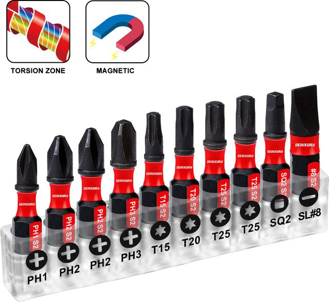 Geinxurn Torx-Schraubendreher-Bit-Set aus S2-Stahl, 1 Zoll, T7-T40, magnetisch und stoßfest - Bild 1