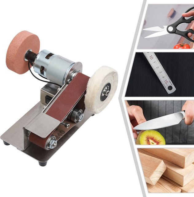 CNCEST Elektrischer Bandschleifer 150 W mit 775 Motor, 7-stufig einstellbarer Polierer in Rot/Silber inklusive 20 Schleifbändern (30 x 330 mm) - Bild 1