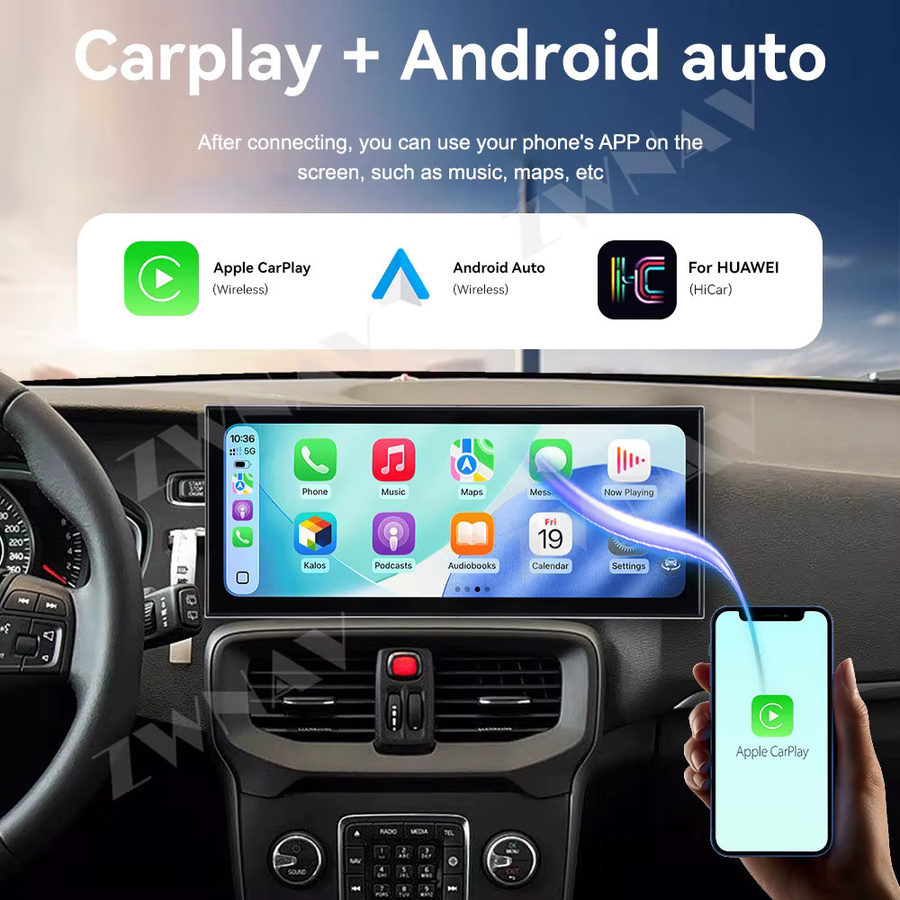 ZWNAV Android 15.0 Auto-Multimedia-Player mit 15,8 Zoll Touchscreen, GPS und Wireless CarPlay für Volvo V40 2013-2019, Schwarz - Bild 3