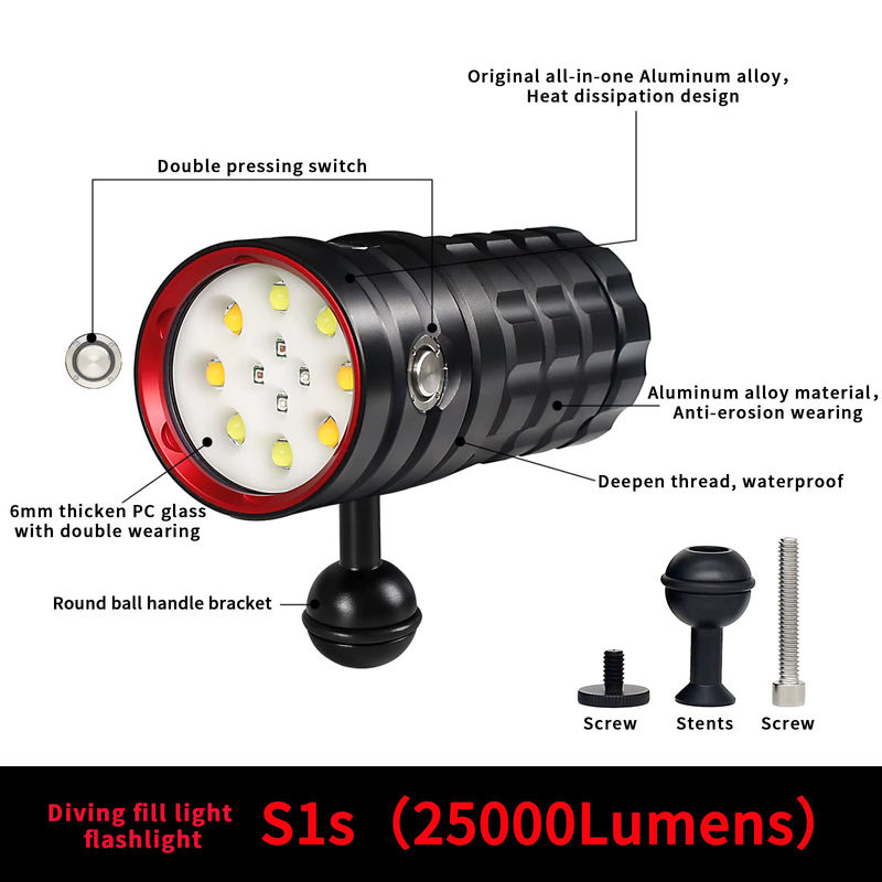 LetonPower Professionelle Unterwasserlampe mit 36 Kernen in Schwarz, wasserdicht bis 120m für Fotografie und Videografie - Bild 3