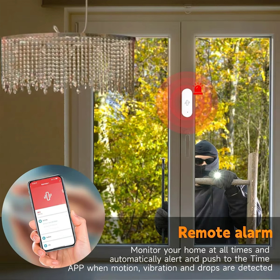 Tuya Zigbee Vibrationssensor mit XYZ-Achsen-Neigungserkennung für Echtzeit-Bewegungs- und Erschütterungsalarm, Sicherheitsschutz für Tresor, Tür und Fenster in Weiß oder Grau - Bild 4