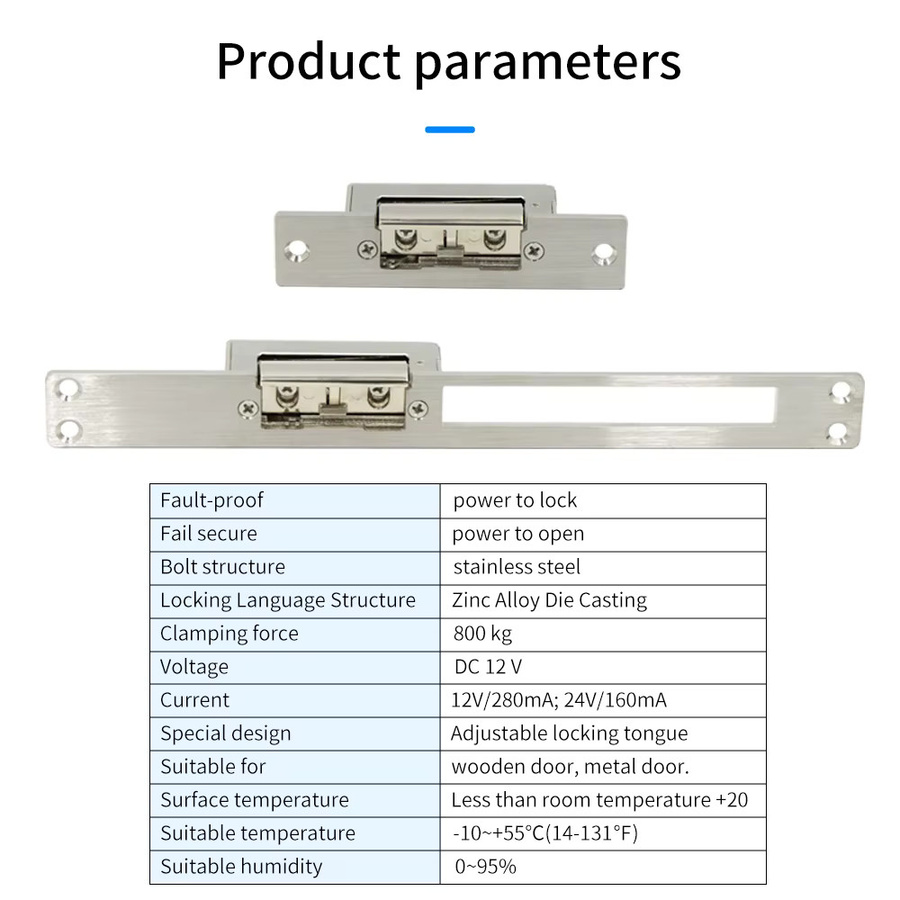 LUCKING DOOR Elektrisches Türschloss für Zutrittskontrollsysteme aus Edelstahl in Silber, 12V DC, NO/NC, ausfallsicher - Bild 2