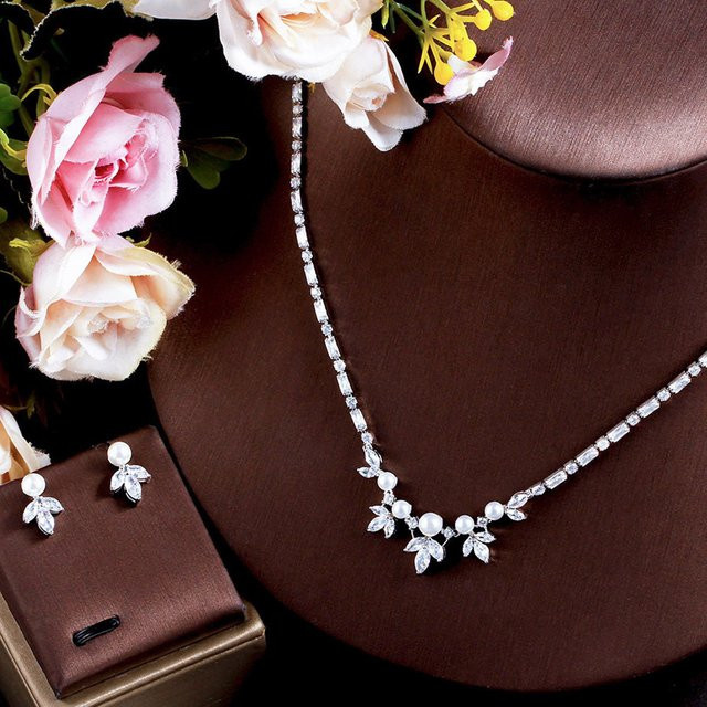CWWZircons Schmuck-Set, Blatt Tropfen, Zirkonia, Bunt, Unisex - Bild 1