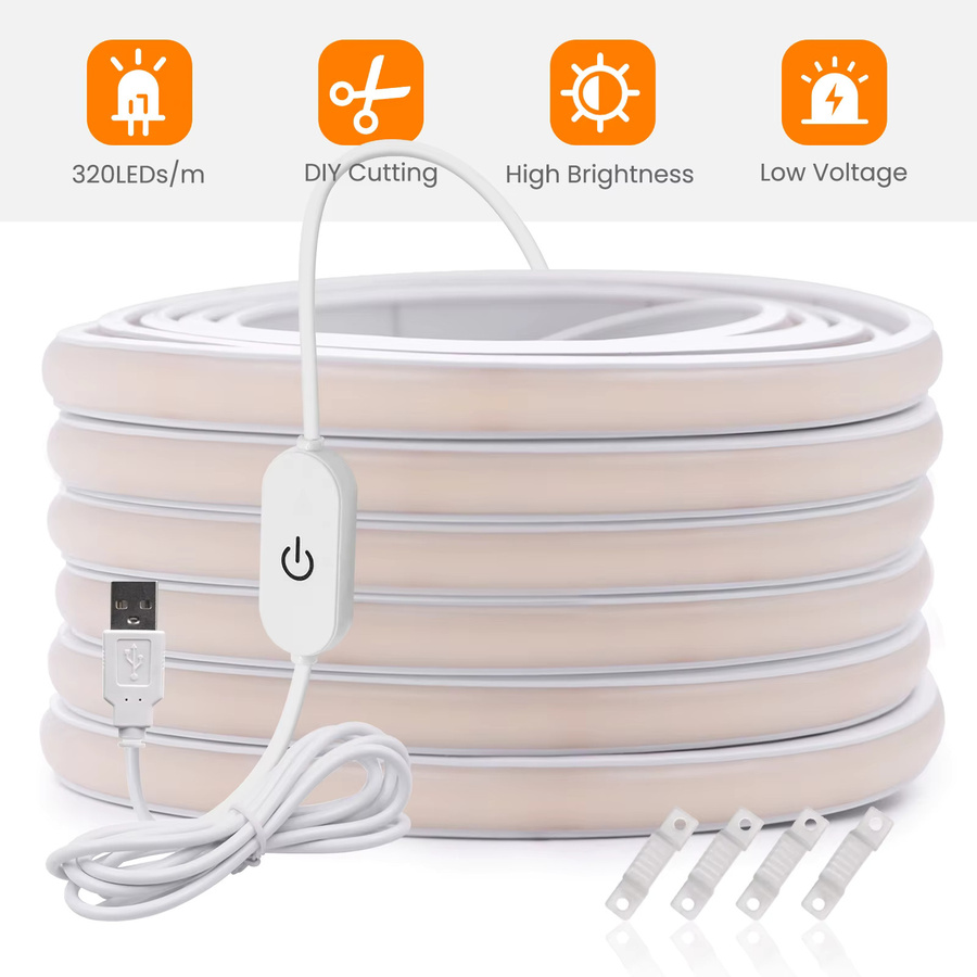 GAHADA Dimmbarer COB LED-Streifen Warmweiß 5V USB Selbstklebend mit Schalter - Bild 2