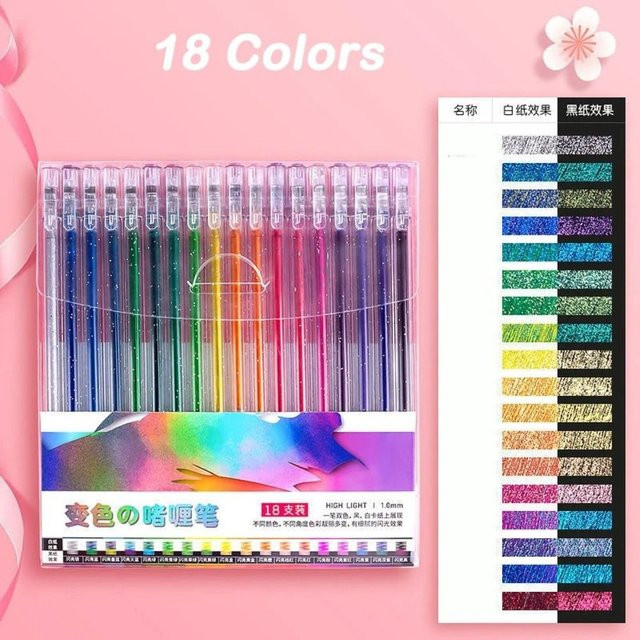 Glitzer Gel Stifte Set in Mehrfarben für Schüler und zum Markieren von Texten - Bild 1
