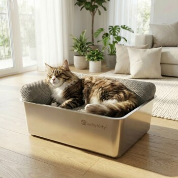Lucky-Kitty Katzenlounge LUXE 2-in-1 mit abnehmbarem Bezug aus Stoff und Metallgestell - Bild 2