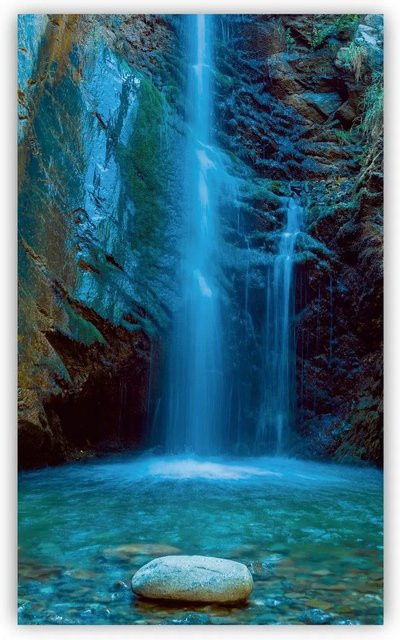Walllux Duschrückwand Wasserfall aus Alu-Verbund in Blau, B/H: 125 x 210 cm, Stärke: 3 mm - Bild 1