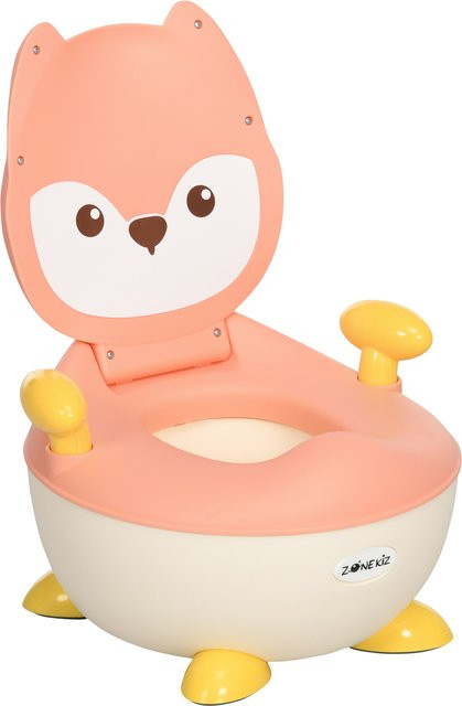 ZONEKIZ Kinder Töpfchen im Fuchs-Design in Rosa mit rutschfester Unterseite, Griff und Klappdeckel für Kinder von 6 Monaten bis 3 Jahren - Bild 1