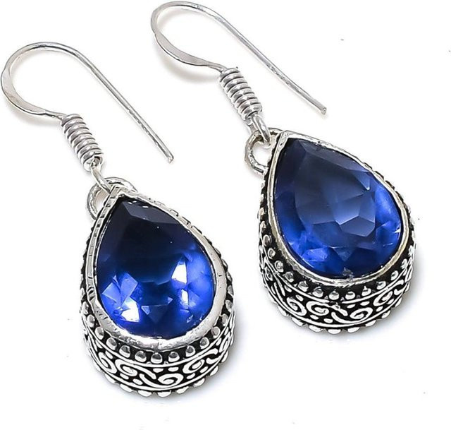 Manju Jewels Paradise Ohrring, 925 Sterling-Silber, Tansanit-Quarz-Edelstein, Damen, 3,6 cm - Bild 1