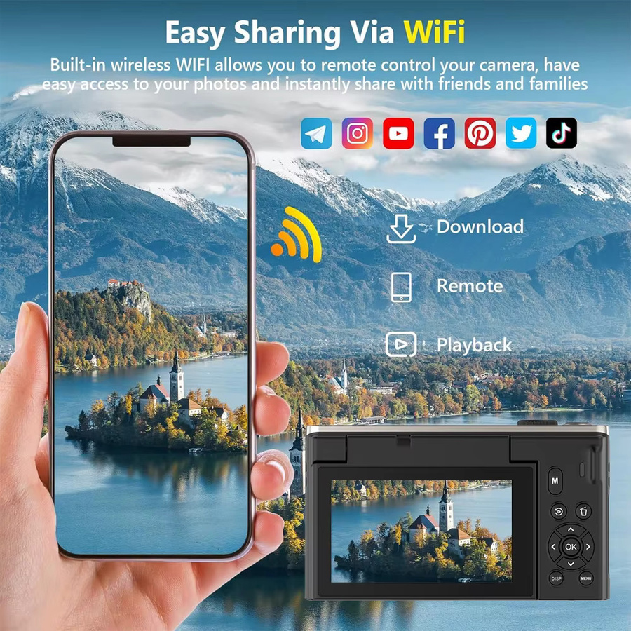 Ourlife D610 Digitale 4K Fotokamera mit 18X Digitalzoom, Vintage Vlog Videorekorder, 3,0 Zoll 180 Grad Flip-Screen und WLAN - Bild 3