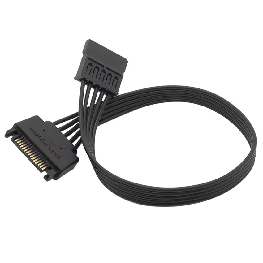 JCD SATA 15-Pin Stecker auf Buchse Power Verlängerungskabel für HDD und SSD, Schwarz, Länge: 30 cm und 22 cm - Bild 3