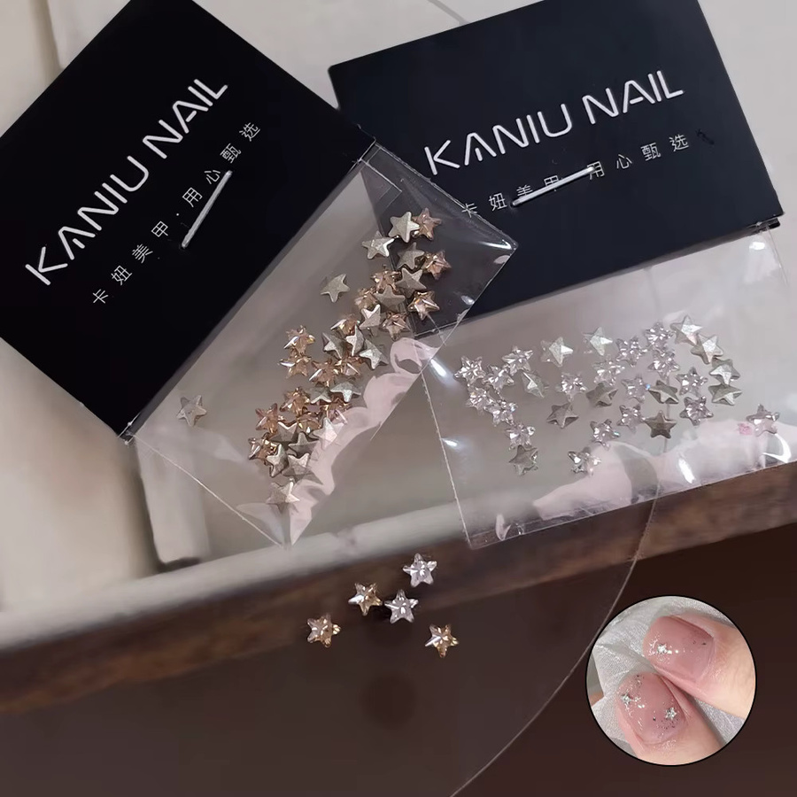 kaniu Nageldekoration Stern-Zirkonia, 30 Stück, Champagne Silver, Glänzend - Bild 4