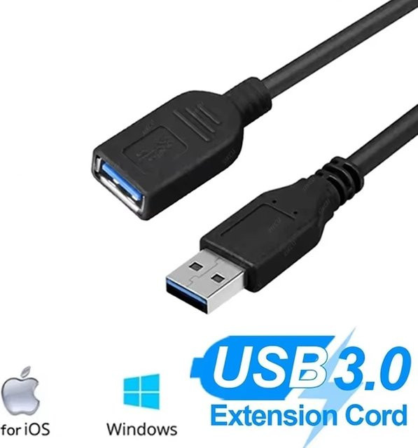 Mrgabwte USB 3.0 Verlängerungskabel A Stecker auf A Buchse für Daten und Synchronisation, Schwarz - Bild 1