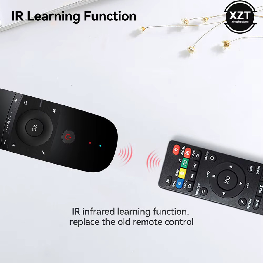 Wechip W1 Air Mouse 2,4 G kabellose Tastatur und IR-Fernbedienung mit 6-Achsen-Bewegungssinn in Schwarz für Smart TV, Android TV Box und PC - Bild 4