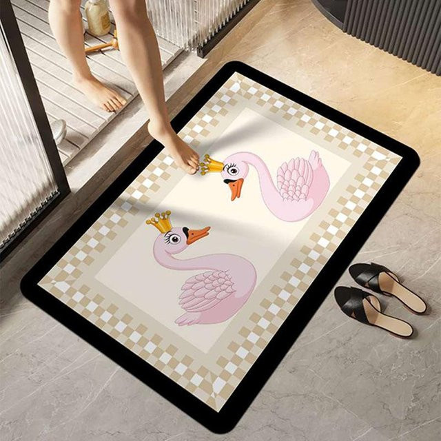 Saugfähige Badezimmer-Bodenmatte aus Diatomeenschlamm von Yiran Furniture, schnelltrocknend und rutschfest, Mehrfarbig, B: 80 cm, T: 50 cm - Bild 1