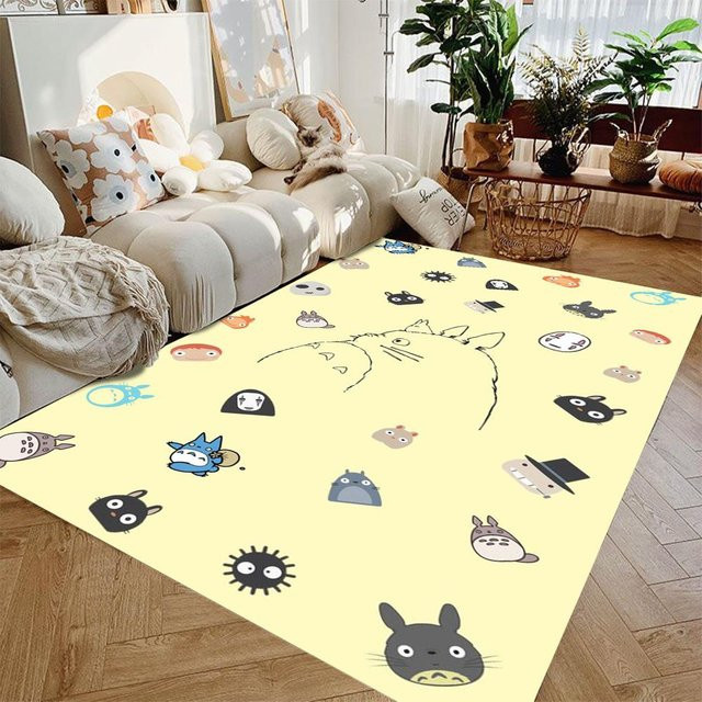Miniso Küchenmatte mit Anime Totoro und No Face Motiv, gelb, B/T: 80 x 50 cm, rutschfest und waschbar - Bild 1