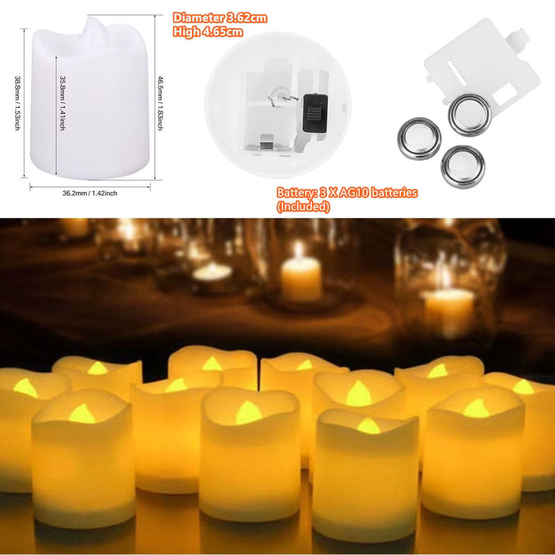 24er Set Flammenlose LED Teelichter in Weiß mit Flackereffekt für Dekoration zu Halloween, Hochzeit und Weihnachten - Bild 3