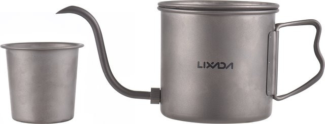 LIXADA Titan Kaffeekanne mit Schwanenhals für Camping und Reisen, Grau, 400 ml - Bild 1