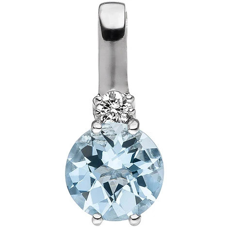 Colfem Anhänger 585 Weißgold, Diamant, Aquamarin, Damen - Bild 1