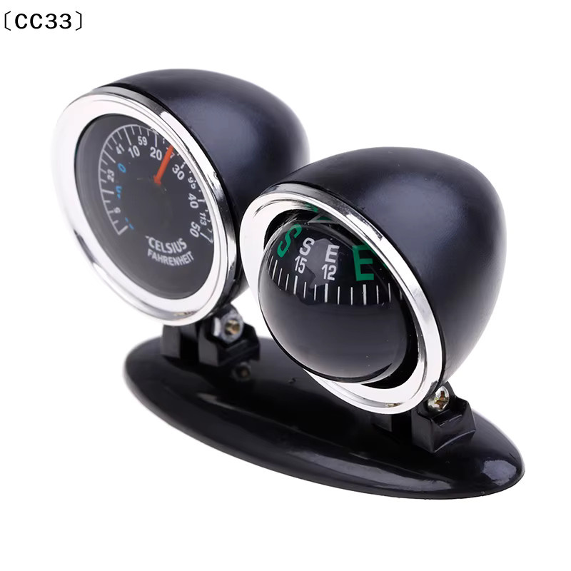 KOQZM 2-in-1 Kugelkompass mit Thermometer als Auto-Ornament in Schwarz aus Metall - Bild 3