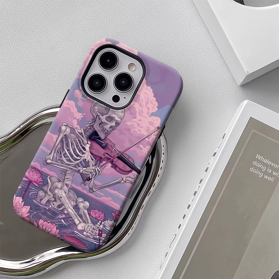 Skelett-Violinist Handyhülle für Apple iPhone 17 16 15 14 13 12 11 Pro Max Plus mit doppelschichtiger Rückseite - Bild 5