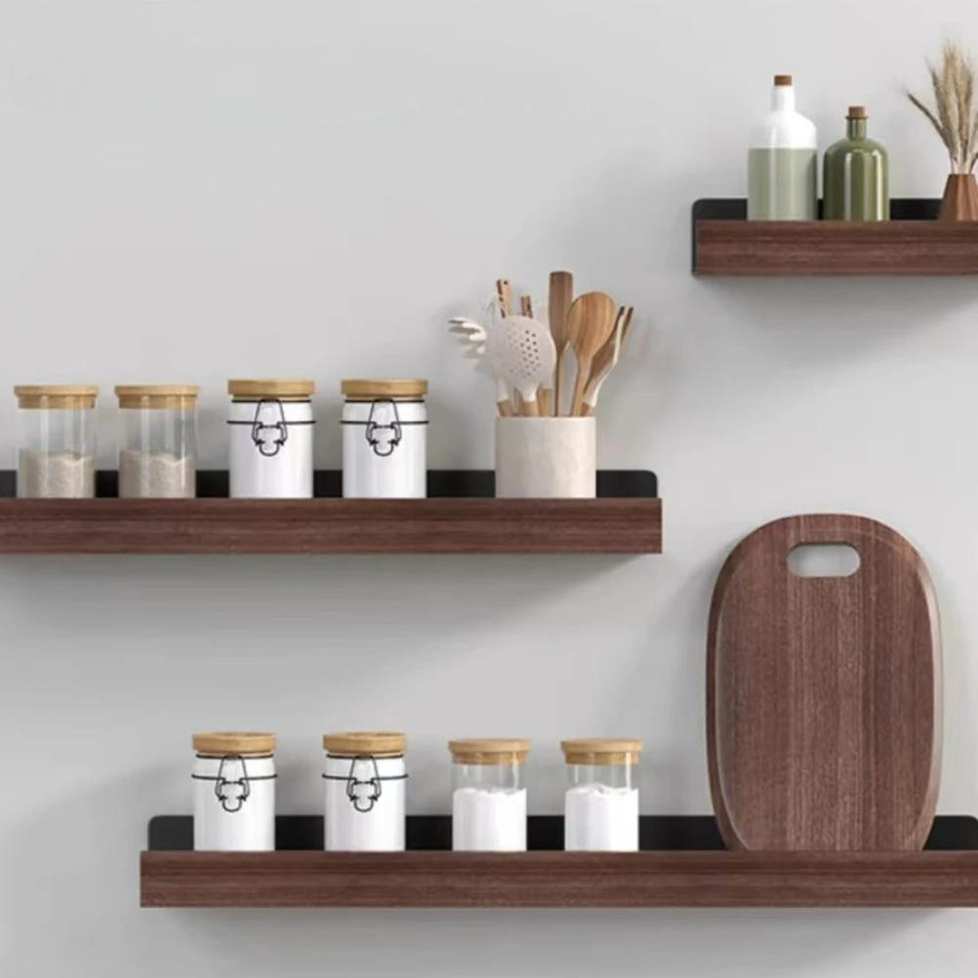 Wandmontiertes Badezimmerregal aus Massivholz von Yiran Furniture in Braun - Bild 2