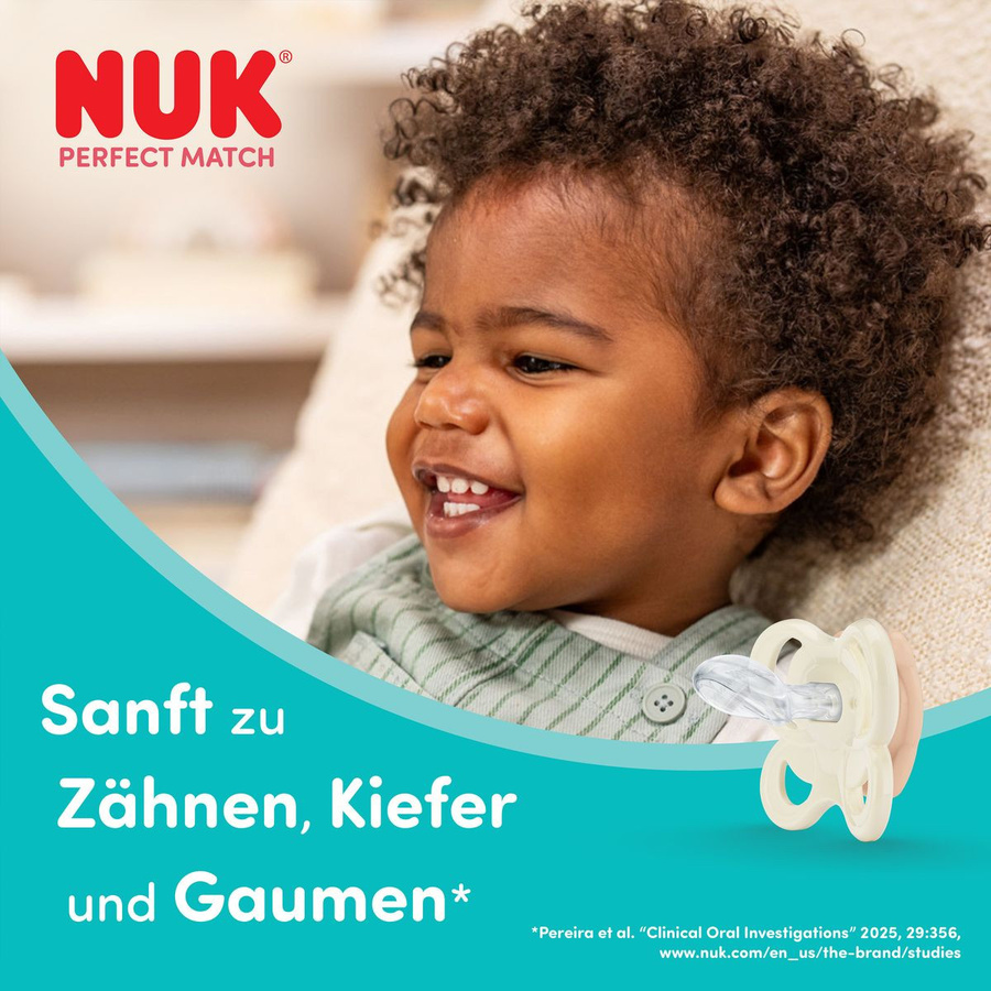 NUK Schnuller Perfect Match Air 2er Pack aus Silikon Bär und Frosch Grösse 0-6 Monate Braun und Grün - Bild 3