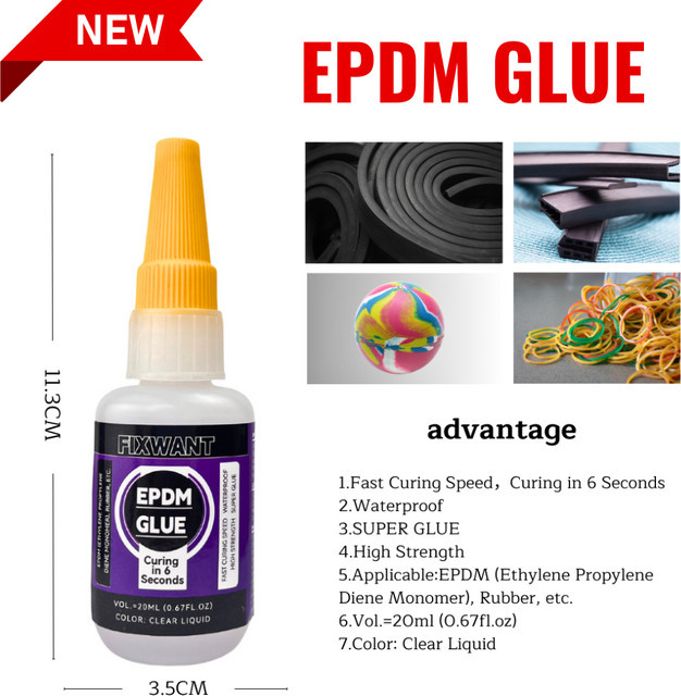 FIXWANT EPDM-Kleber transparent, 20 ml schnell trocknender Gummikleber für Kunststoff - Bild 1