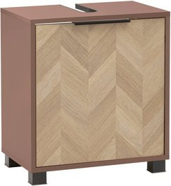 Schildmeyer Waschbeckenunterschrank Piazza in Braun mit Fischgräten-Design, B/H/T: 50 x 56 x 33 cm - Bild 1