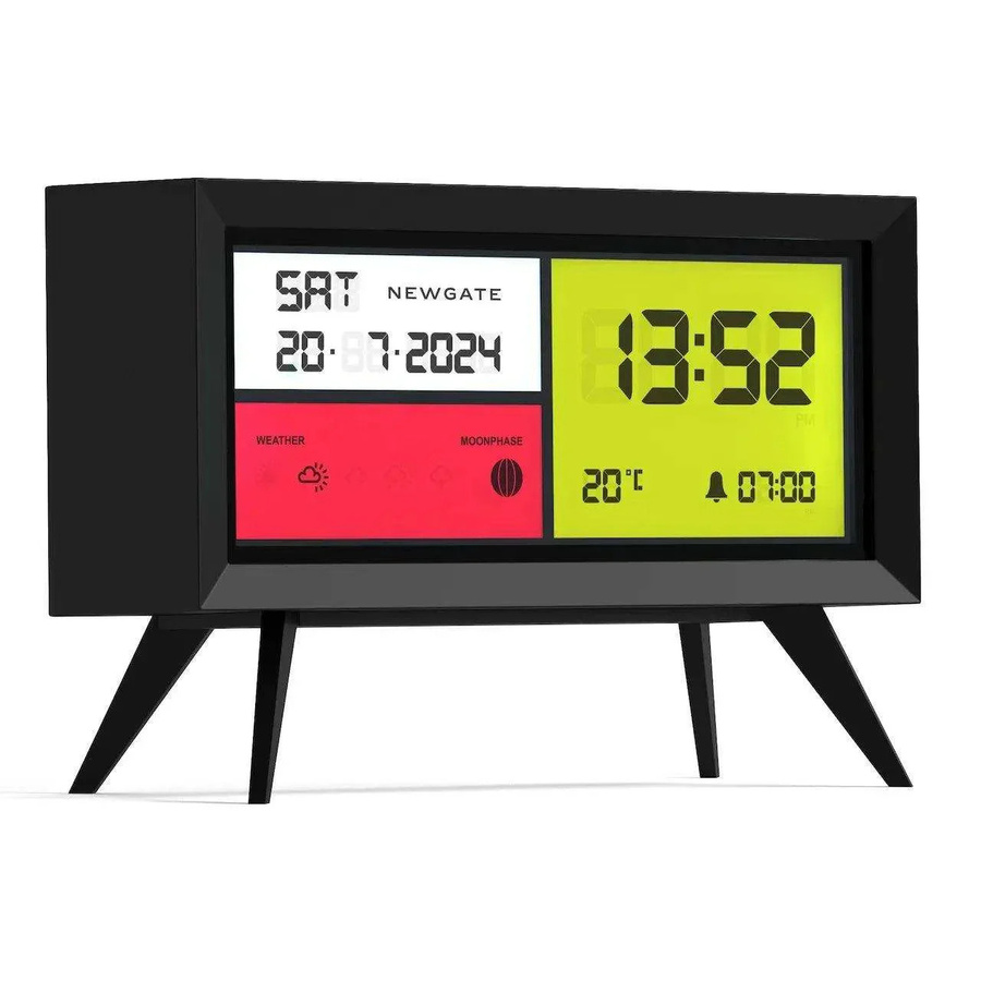 Newgate Spectronoma Digitaler LCD Wecker in Schwarz mit Thermometer und Snooze-Funktion - Bild 1