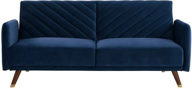 Vente-unique Schlafsofa Joris in Marineblau aus Samt mit Click-Clack-Funktion, Breite: 198 cm - Bild 1