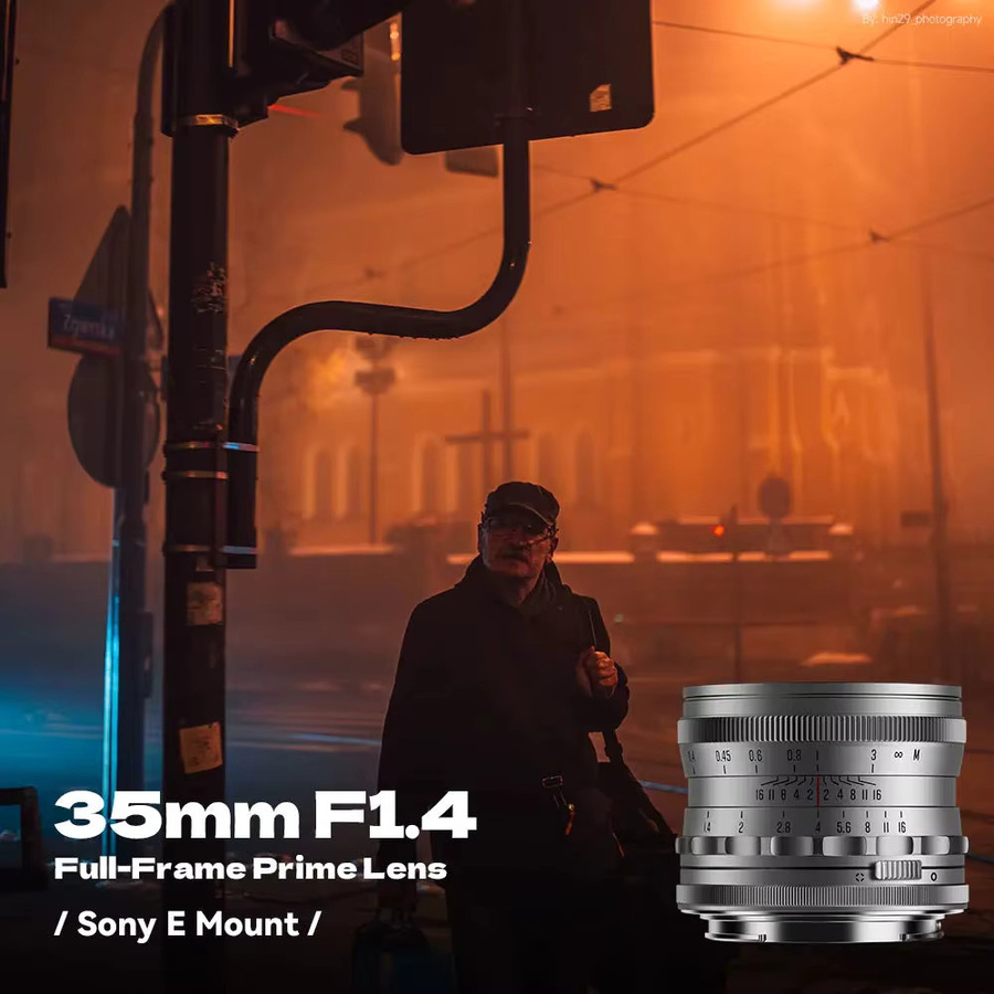 Brightin Star 35mm F1.4 Vollformat-Objektiv mit großer Blende, manueller Fokus, Farbe Silber, kompatibel mit Sony E, Canon RF, Nikon Z, FujiFilm XF und L-Mount - Bild 1