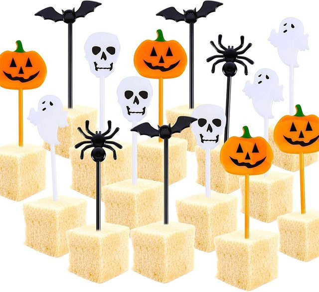 ZQNYCY Halloween Cupcake Topper Motiv Kürbis und Geist als DIY Dessert Picks in Mehrfarbig - Bild 1