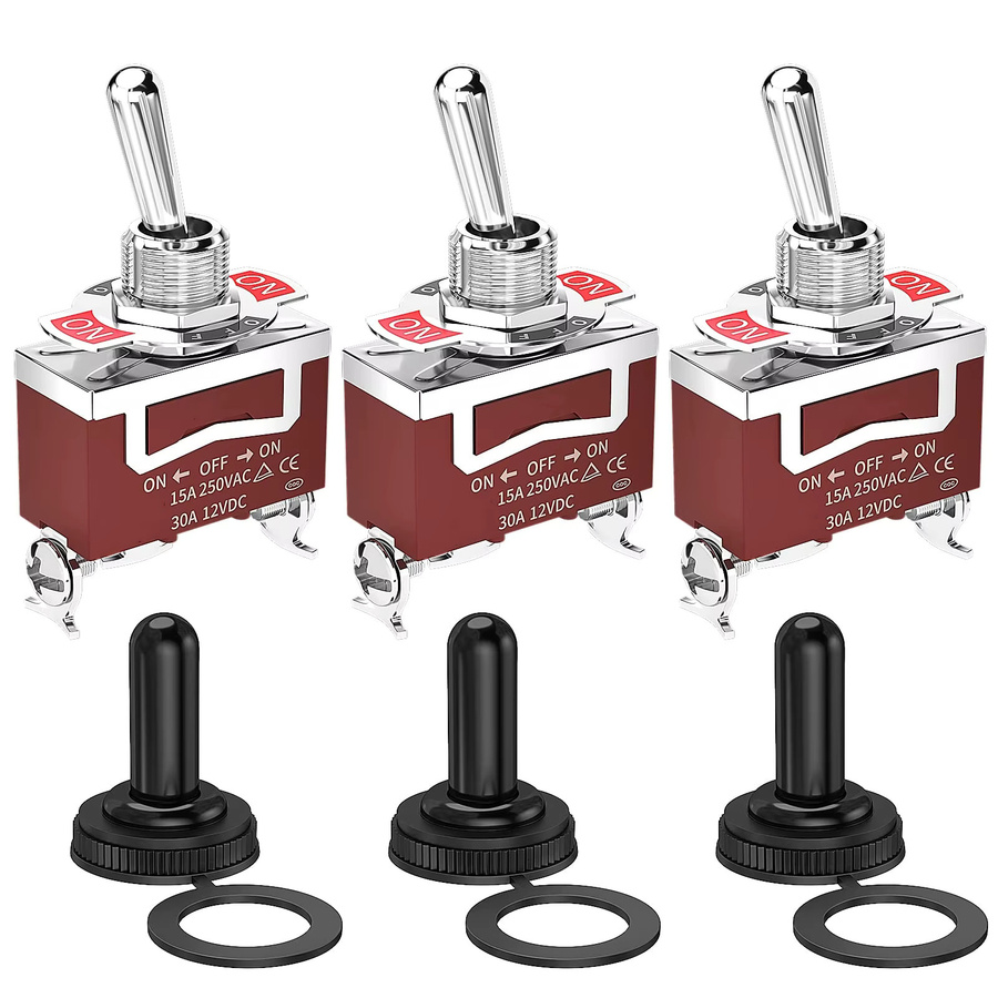 ELECAPITAL Wasserdichter Marine-Kippschalter SPST 2-polig EIN/Aus Set mit 2 oder 4 Stück für Auto und Yacht 12 V DC 30 A / 250 V AC 15 A - Bild 2