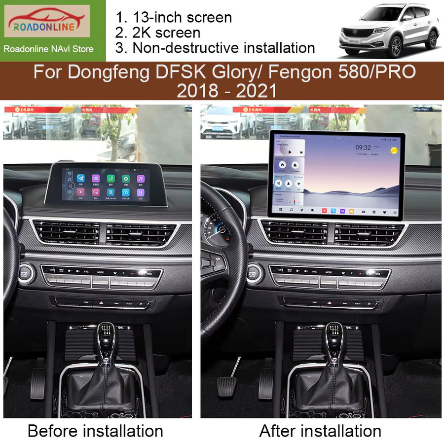 roadonline Android 15 Autoradio mit 13 Zoll 2K-Bildschirm und GPS-Navigation in Schwarz für Dongfeng DFSK Glory und Fengon 580 PRO (2018 - 2021) - Bild 2
