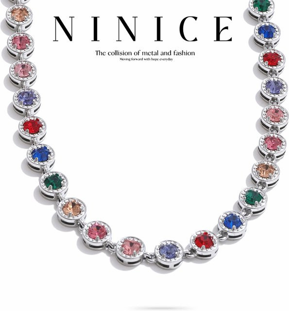 NiNice Schmuck-Set, Edelstahl, Bunte Zirkonia, Unisex - Bild 1