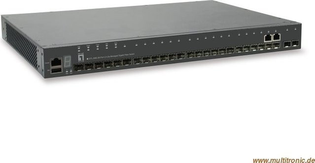 Level One GTL-2882 L3 Lite Managed Switch in Schwarz mit 22 x SFP, 2 x Kombi-Gigabit-SFP und 2 x SFP+ zur Rack-Montage - Bild 1