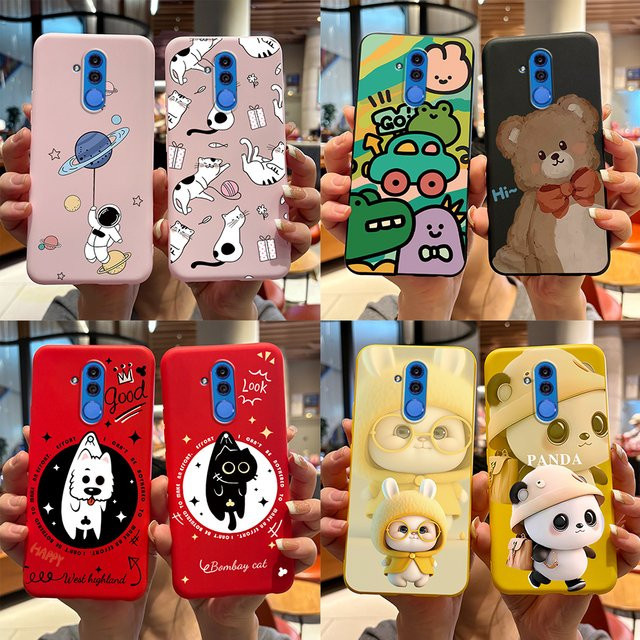 Handyhülle aus weichem Silikon für Huawei Mate 20 Lite mit niedlichem Kaninchen und Panda Design in Rot und Mehrfarbig - Bild 1