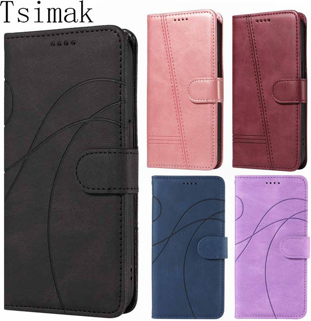 Leder-Flip-Wallet Schutzhülle für Motorola Moto E13 E14 E15 E20 E22 E30 E32 E40 sowie Moto G60 G70 Fusion 50 Pro 40 Neo in Lila - Bild 1