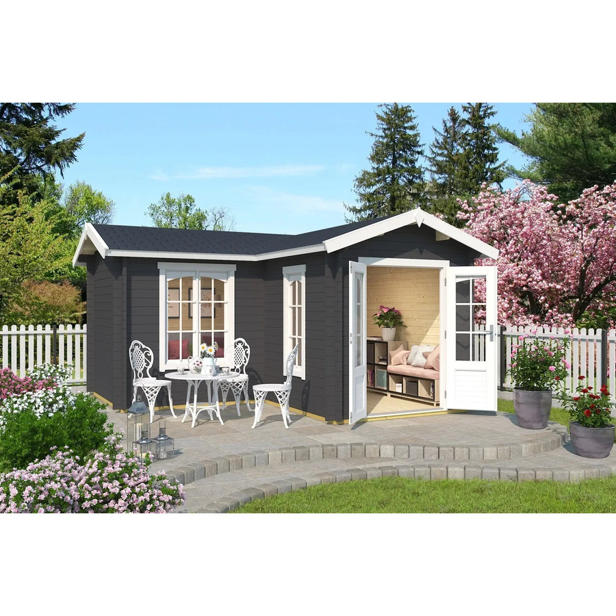 Lasita Maja Gartenhaus Portsmouth in Carbongrau B/H/T: 450 x 245,1 x 447,6 cm - Bild 2
