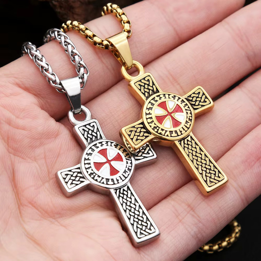 NORTHMAN Halskette, Rotes Kreuz Schild Anhänger, Edelstahl, Unisex - Bild 2