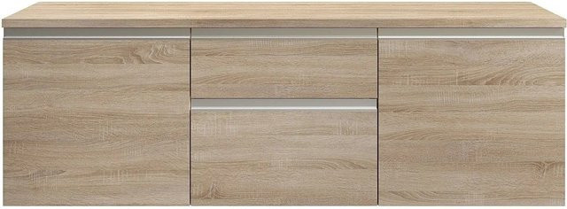 Vente-unique Waschbeckenunterschrank Jimena in Eichenoptik, Farbe Beige, Breite: 150 cm - Bild 1