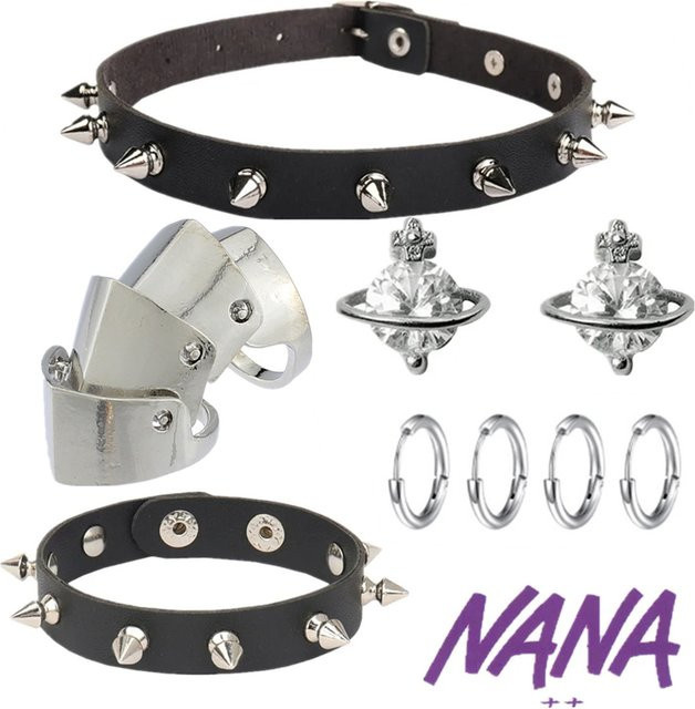 BOOCRE Schmuck-Set, Leder, Schwarz, Punk, Unisex - Bild 1
